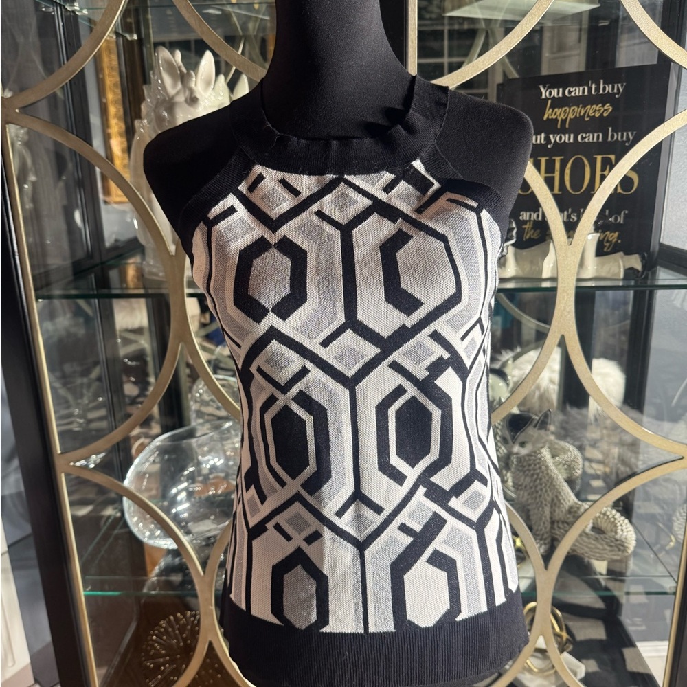 INC International Concepts Black and White Graphic Tank Top - Picture 1 of 6